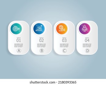 abstract horizontal timeline infographics element presentation report with business icons 4 step vector illustration background