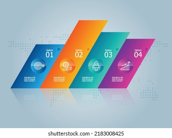 abstract horizontal timeline infographics element presentation report with business icons 4 step vector illustration background