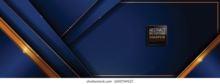 Vetor horizontal abstrato, dourado e azul, fundos retos e diagonais, ilustração de marketing digital premium, apresentação, banners de tecnologia, não criado com IA