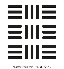 Abstract horizontal and vertical bar pattern. Geometric block design. Minimalistic vector shapes.