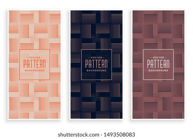 abstract horizontal and vertical lines pattern banners set
