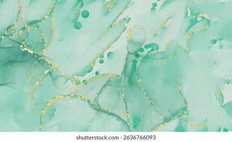 Abstract horizontal watercolor background. green  colored empty space Hand drawn texture stroked painting pastel color watercolor 