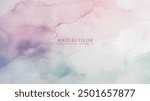 Abstract horizontal watercolor background. Hand drawn vector texture. Brush stroked painting pastel color watercolour