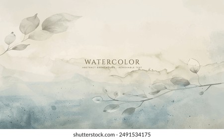 Abstract horizontal watercolor background. Hand drawn vector texture. Brush stroked painting pastel color watercolour