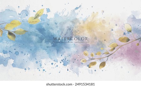 Abstract horizontal watercolor background. Hand drawn vector texture. Brush stroked painting pastel color watercolour