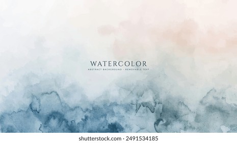 Abstract horizontal watercolor background. Hand drawn vector texture. Brush stroked painting pastel color watercolour