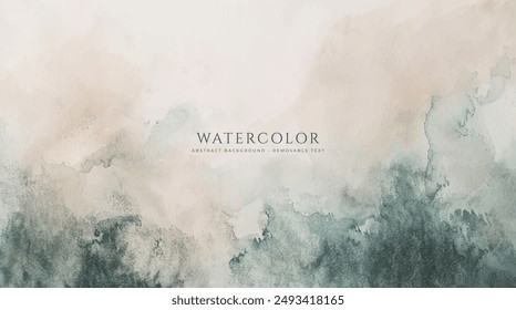 Abstract horizontal watercolor background. Hand drawn vector texture. Brush stroked painting pastel color watercolour