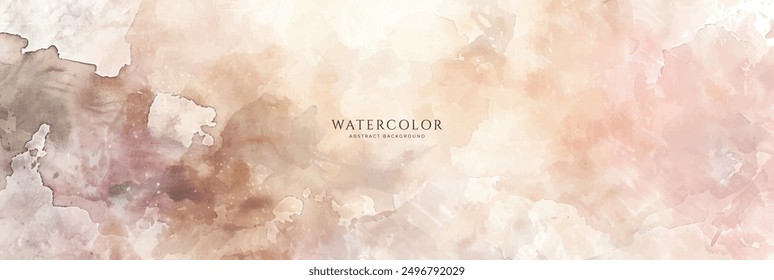 Abstract horizontal watercolor background. Hand drawn vector texture. Brush stroked painting pastel color watercolour