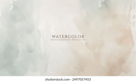 Abstract horizontal watercolor background. Hand drawn vector texture. Brush stroked painting pastel color watercolour