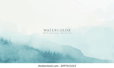 Abstract horizontal watercolor background. Hand drawn vector texture. Brush stroked painting pastel color watercolour