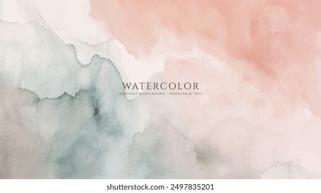 Abstract horizontal watercolor background. Hand drawn vector texture. Brush stroked painting pastel color watercolour