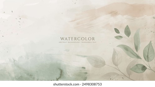 Abstract horizontal watercolor background. Hand drawn vector texture. Brush stroked painting pastel color watercolour