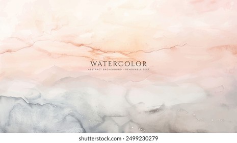 Abstract horizontal watercolor background. Hand drawn vector texture. Brush stroked painting pastel color watercolour