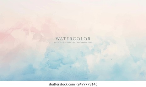Abstract horizontal watercolor background. Hand drawn vector texture. Brush stroked painting pastel color watercolour