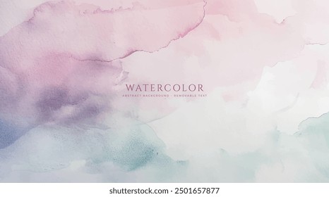 Abstract horizontal watercolor background. Hand drawn vector texture. Brush stroked painting pastel color watercolour