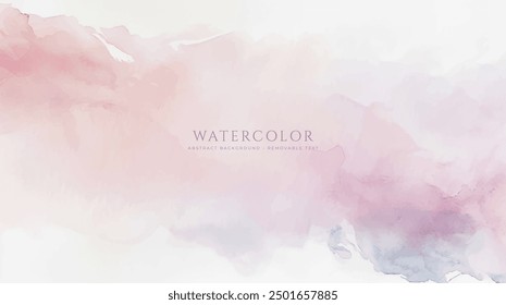 Abstract horizontal watercolor background. Hand drawn vector texture. Brush stroked painting pastel color watercolour