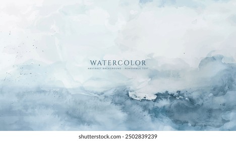 Abstract horizontal watercolor background. Hand drawn vector texture. Brush stroked painting pastel color watercolour