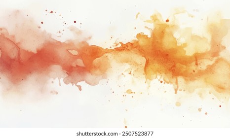 Abstract horizontal watercolor background. Hand drawn vector texture. Brush stroked painting orange pastel color watercolour