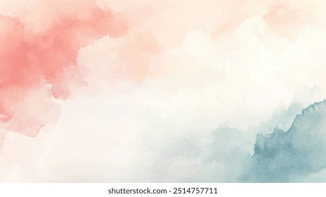 Abstract horizontal watercolor background. Hand drawn vector texture. Brush stroked painting pastel color watercolour