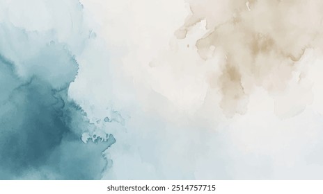 Abstract horizontal watercolor background. Hand drawn vector texture. Brush stroked painting pastel color watercolour