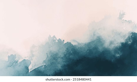 Abstract horizontal watercolor background. Hand drawn vector texture. Brush stroked painting pastel color watercolour