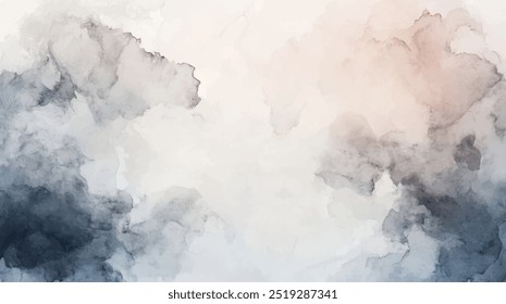 Abstract horizontal watercolor background. Hand drawn vector texture. Brush stroked painting pastel color watercolour