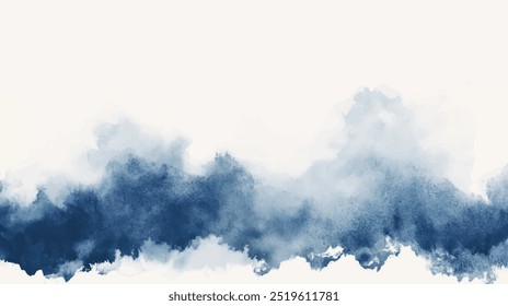 Fundo abstrato de aquarela horizontal. Textura vetorial desenhada à mão. Pincel traçado pintura pastel cor aquarela