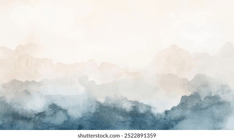 Abstract horizontal watercolor background. Hand drawn vector texture. Brush stroked painting pastel color watercolour