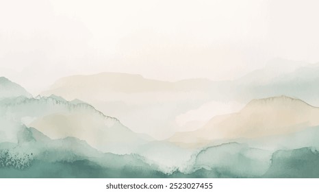 Abstract horizontal watercolor background. Hand drawn vector texture. Brush stroked painting pastel color watercolour