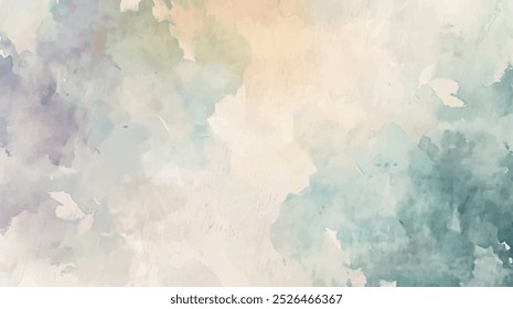 Abstract horizontal watercolor background. Hand drawn vector texture. Brush stroked painting pastel color watercolour