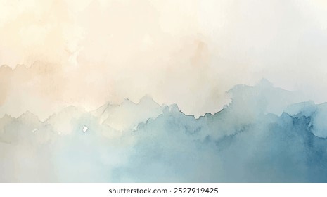 Fundo abstrato de aquarela horizontal. Textura vetorial desenhada à mão. Pincel traçado pintura pastel cor aquarela