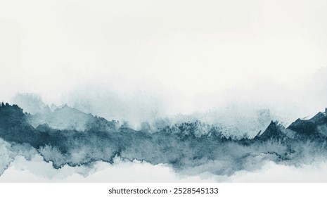 Fundo abstrato de aquarela horizontal. Textura vetorial desenhada à mão. Pincel traçado pintura pastel cor aquarela