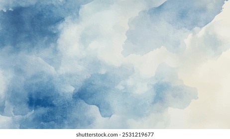 Abstract horizontal watercolor background. Hand drawn vector texture. Brush stroked painting pastel color watercolour
