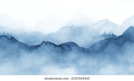 Abstract horizontal watercolor background. Hand drawn vector texture. Brush stroked painting pastel color watercolour