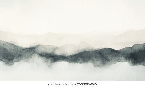 Abstract horizontal watercolor background. Hand drawn vector texture. Brush stroked painting pastel color watercolour