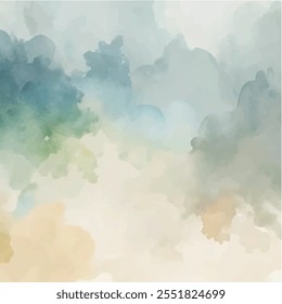 Fundo abstrato de aquarela horizontal. Textura vetorial desenhada à mão. Pincel traçado pintura pastel cor aquarela