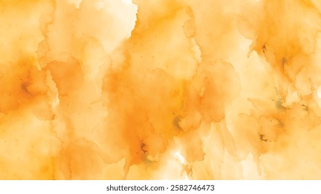 Abstract horizontal watercolor background. Hand drawn vector texture. Brush stroked painting pastel color watercolour. Orange watercolor background