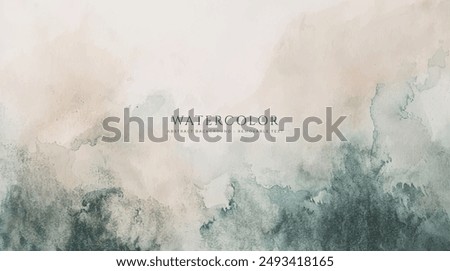 Abstract horizontal watercolor background. Hand drawn vector texture. Brush stroked painting pastel color watercolour
