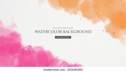 Abstract horizontal watercolor background. Neutral light colored empty space background illustration