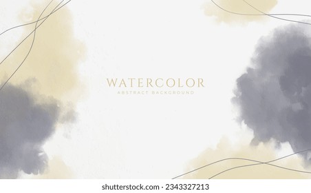 Abstract horizontal watercolor background. Neutral light colored empty space background illustration