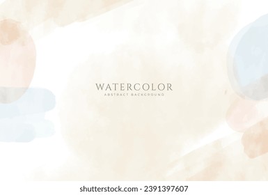 Abstract horizontal watercolor background. Neutral light colored empty space background illustration