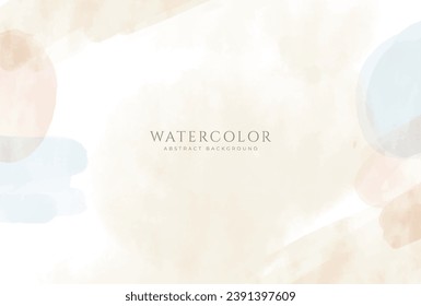 Abstract horizontal watercolor background. Neutral light colored empty space background illustration