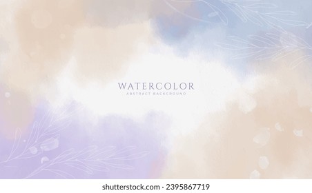 Abstract horizontal watercolor background. Neutral light colored empty space background illustration