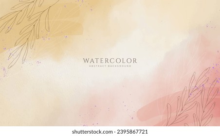 Abstract horizontal watercolor background. Neutral light colored empty space background illustration