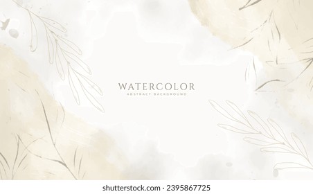 Abstract horizontal watercolor background. Neutral light colored empty space background illustration