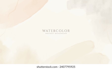 Abstract horizontal watercolor background. Neutral light colored empty space background illustration