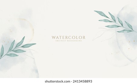 Abstract horizontal watercolor background. Neutral light colored empty space background illustration