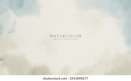 Abstract horizontal watercolor background. Neutral light colored empty space background illustration