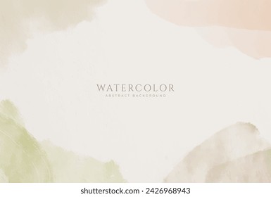 Abstract horizontal watercolor background. Neutral light colored empty space background illustration