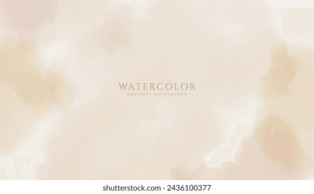 Abstract horizontal watercolor background. Neutral light brown colored empty space background illustration